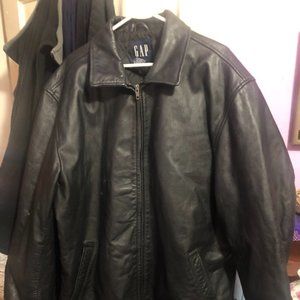VINTAGE 2001 GAP BLACK LEATHER JACKET EUC SIZE XL